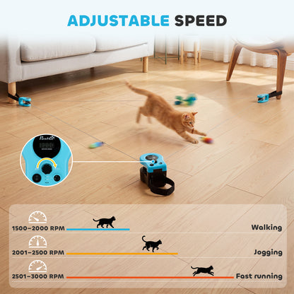 Remote Control Interactive Cat Toy | DIY Track | Adjustable Speed | Mouse Sound | USB-C | Black
