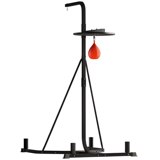 170-190cm Freestanding Boxing Punch Bag Hanger & Speed Ball Station Platform Hanging Frame Home Gym, Black