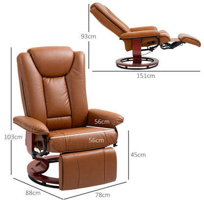 Faux Leather Recliner Chair - Brown