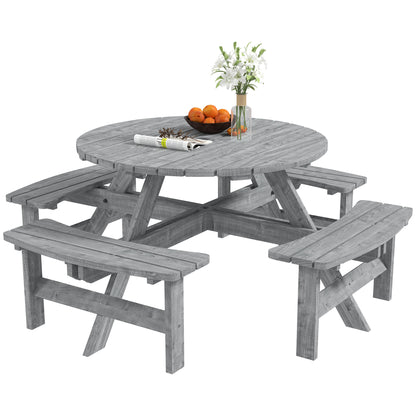 Outsunny 8-Seater Wooden Picnic Bench Set - Fir Wood