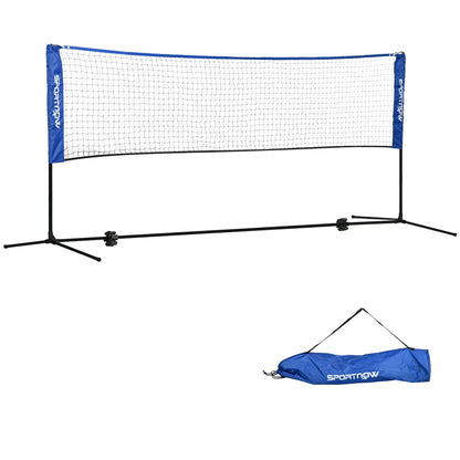 SPORTNOW Portable Badminton Net | Blue & Black | 310x103cm | Height Adjustable 107-155cm | Net 310x72cm | 4x4cm Mesh | Rust-Resistant Metal Frame | Carry Bag | Tennis Pickleball Volleyball