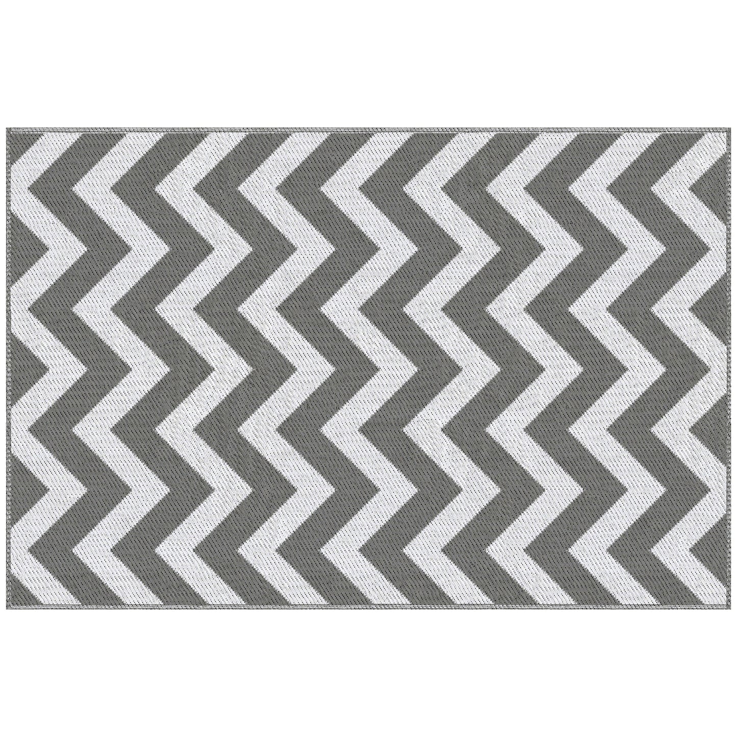 Outsunny Reversible Outdoor Rug, 1.2 x 1.8m Patio Carpet, Waterproof Plastic Rug for Garden, Deck, Picnic, Beach, Camping, Grey and White