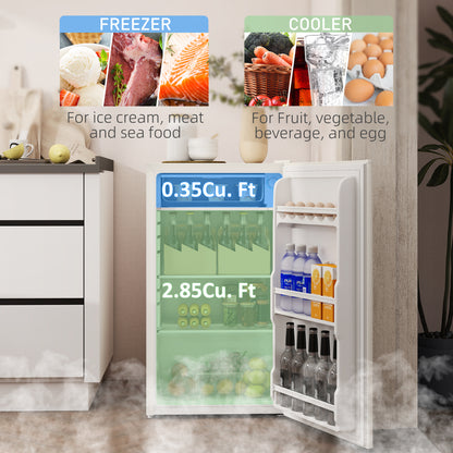 91 Litre Freestanding Under Counter Fridge Freezer, Small Fridge with Chiller Box, Adjustable Thermostat, 47.5cm Wide, Beige