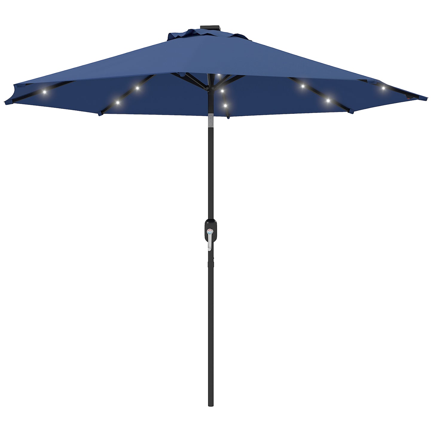 Outsunny 2.7m Outdoor Garden Umbrella with 24 LEDs Lights, Blue