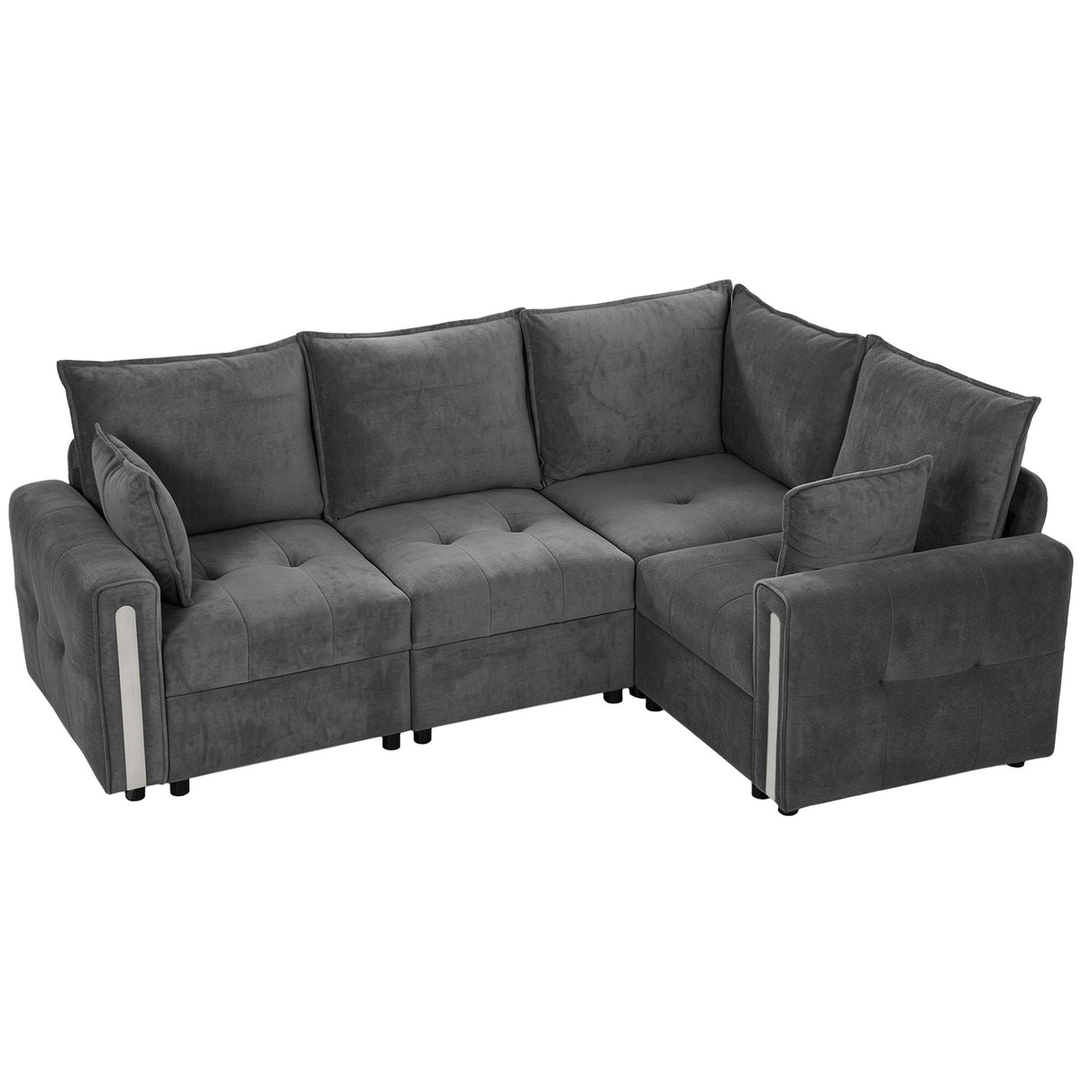 Reversible L-Shaped Corner Sofa | 228 x 164cm | 3-Seater with Lift-Up Storage & Velvet Upholstery | Dark Grey