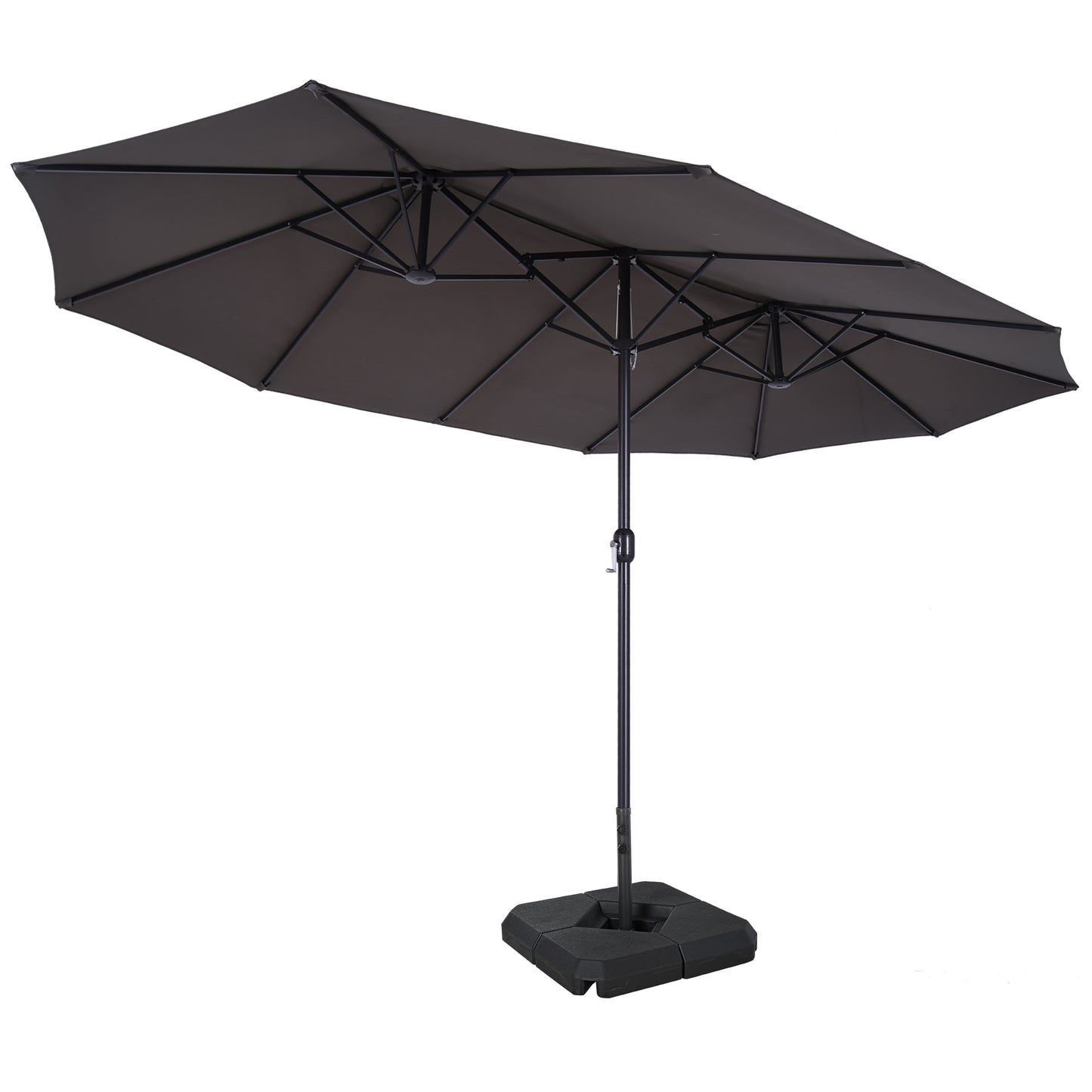 Outsunny 4.6m Garden Parasol Double-Sided Sun Umbrella Patio Market Shelter Canopy Shade with Umbrella Stand, Grey