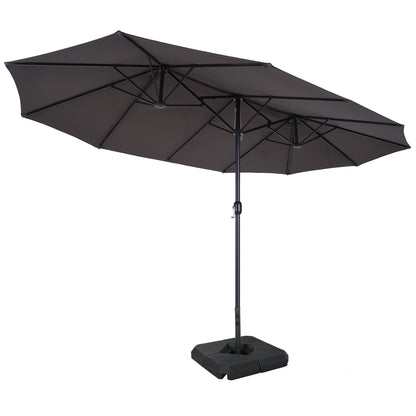 Outsunny 4.6m Garden Parasol Double-Sided Sun Umbrella Patio Market Shelter Canopy Shade with Umbrella Stand, Grey