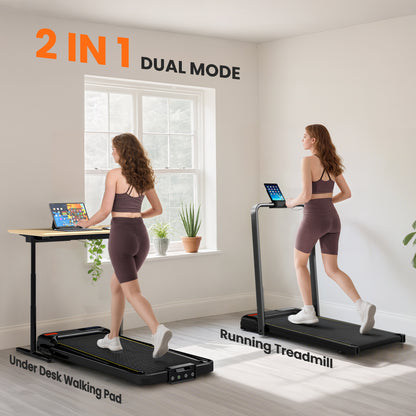 Folding Walking Treadmill | Under-Desk Walking Pad | Manual Incline | 2.0HP | 1-6km/h | LED Display & Remote | Black