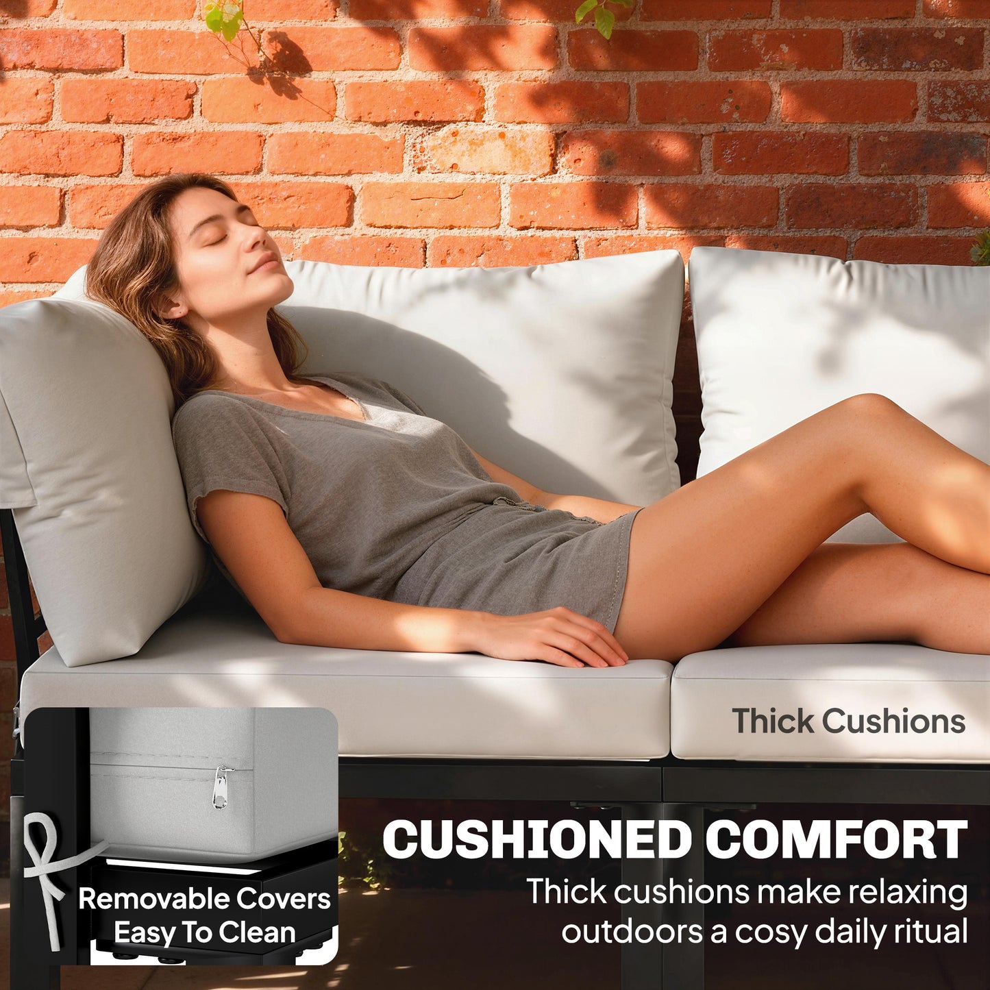 6-Piece Modular Corner Sofa Set | Integrated Side Tables | 15cm Back Cushions | Zip Covers | Light Grey