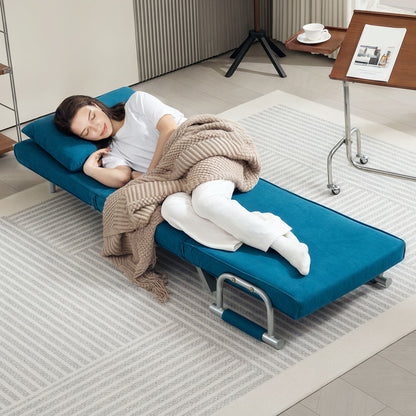 4-in-1 Faux Suede Chair Bed - Blue