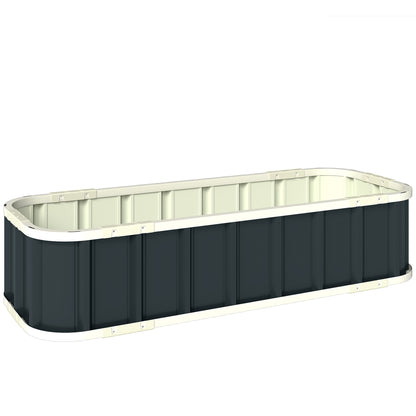 Galvanised Steel Raised Garden Bed | Folded Safety Edges | Snap-On Tool-Free Assembly | Powder-Coated Rust-Resistant | Open Bottom | 136x52x31cm | Herbs Flowers & Veg | Dark Grey