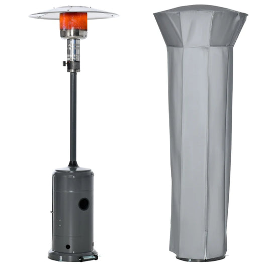 Outdoor Gas Patio Heater Standing Propane Heater w/ Wheels Dust Cover 12.5KW
