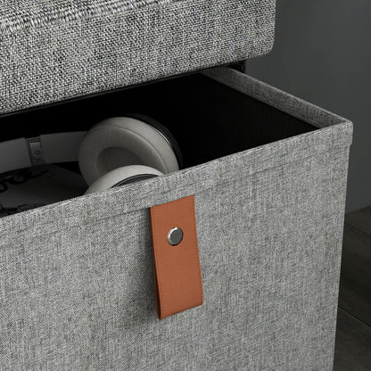 Shoe Bench with Seat, Shoe Storage Bench with Cushion and 6 Fabric Drawers for Entryway, Hallway, Living Room, Bedroom, Light Grey