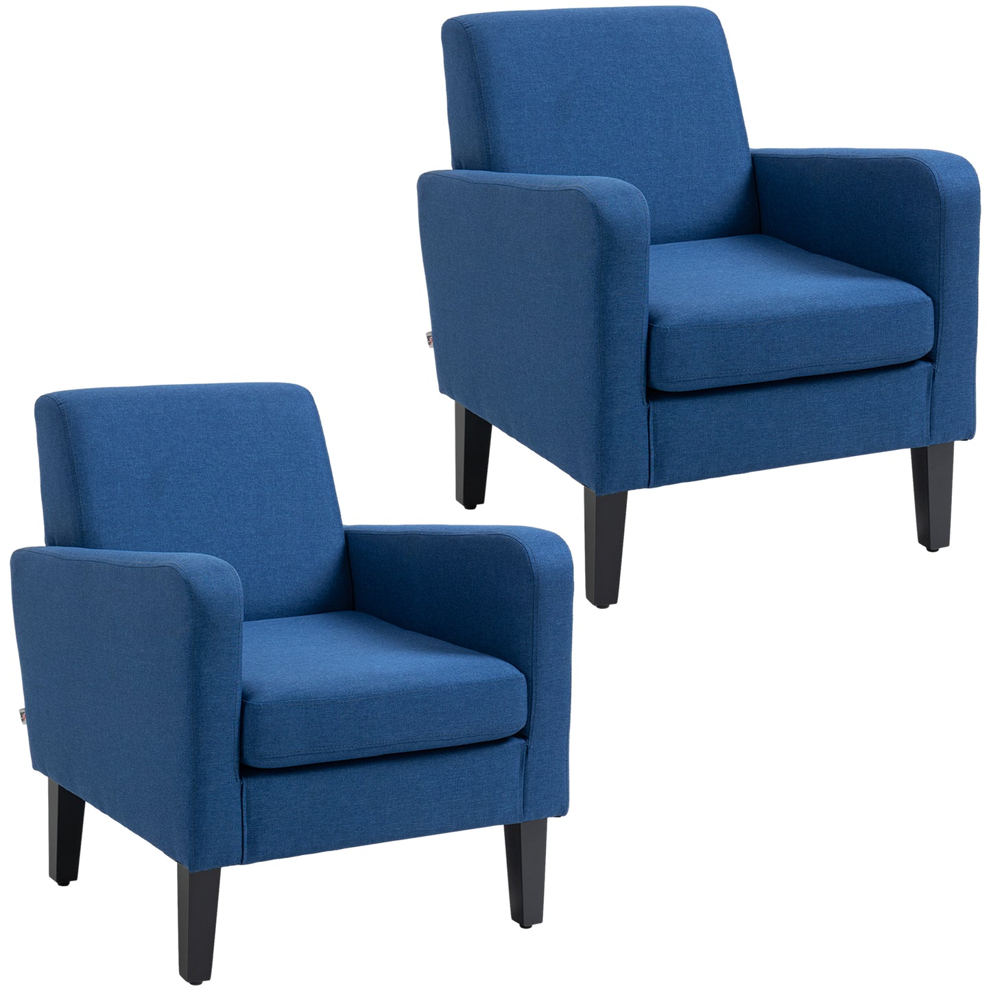 Set Of 2 Modern Armchairs With Rubber Wood Legs, Upholstered Accent Chairs, Single Sofa for Living Room, Bedroom - Different Colours