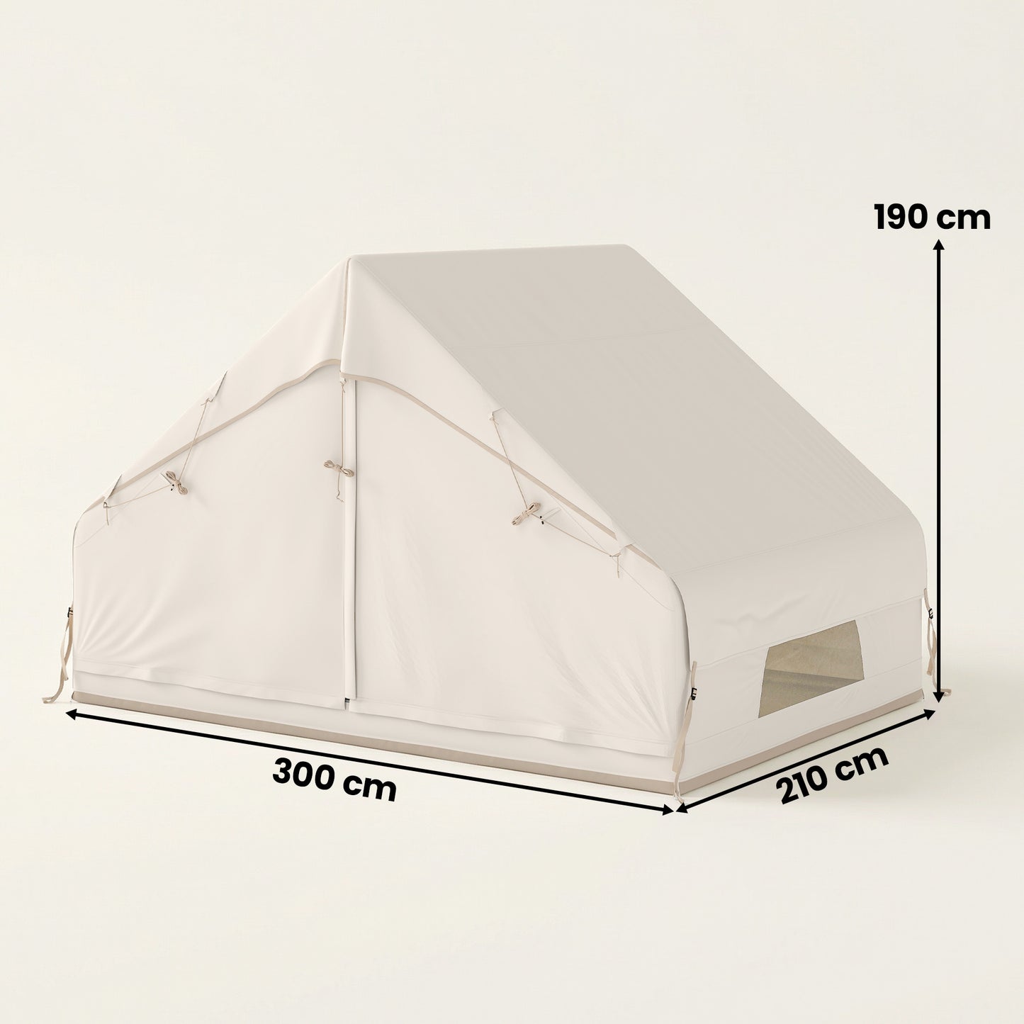 Inflatable Camping Tent | 2-4 Person | 5-Min Setup | Waterproof Oxford | Level 4 Wind | 300x210x190cm | Beige