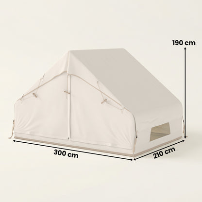 Inflatable Camping Tent | 2-4 Person | 5-Min Setup | Waterproof Oxford | Level 4 Wind | 300x210x190cm | Beige