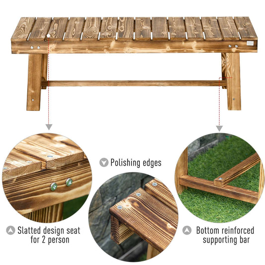 Outsunny Set of 5 2-seater Outdoor Indoor Garden Wooden Bench Patio Loveseat Fir 110L x 38W x 35H cm Carbonised