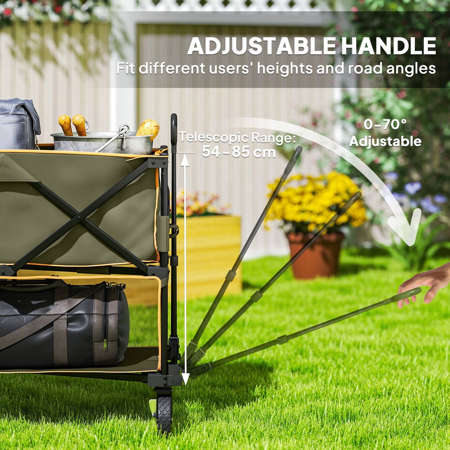 Double Decker Folding Trolley on Wheels, 200KG & 350L Capacity Collapsible Wagon Festival Trolley Cart For Camping Sports Shopping Garden and Beach
