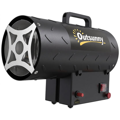 15 kW Gas Space Heater | 51,000 BTU Portable Forced-Air Fan | Workshop, Garage & Patio Heating | 150 m² | Black