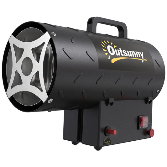 15 kW Gas Space Heater | 51,000 BTU Portable Forced-Air Fan | Workshop, Garage & Patio Heating | 150 m² | Black