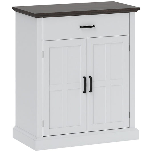 Farmhouse Sideboard with 3 cm Thick Top 2 Barn Doors - White