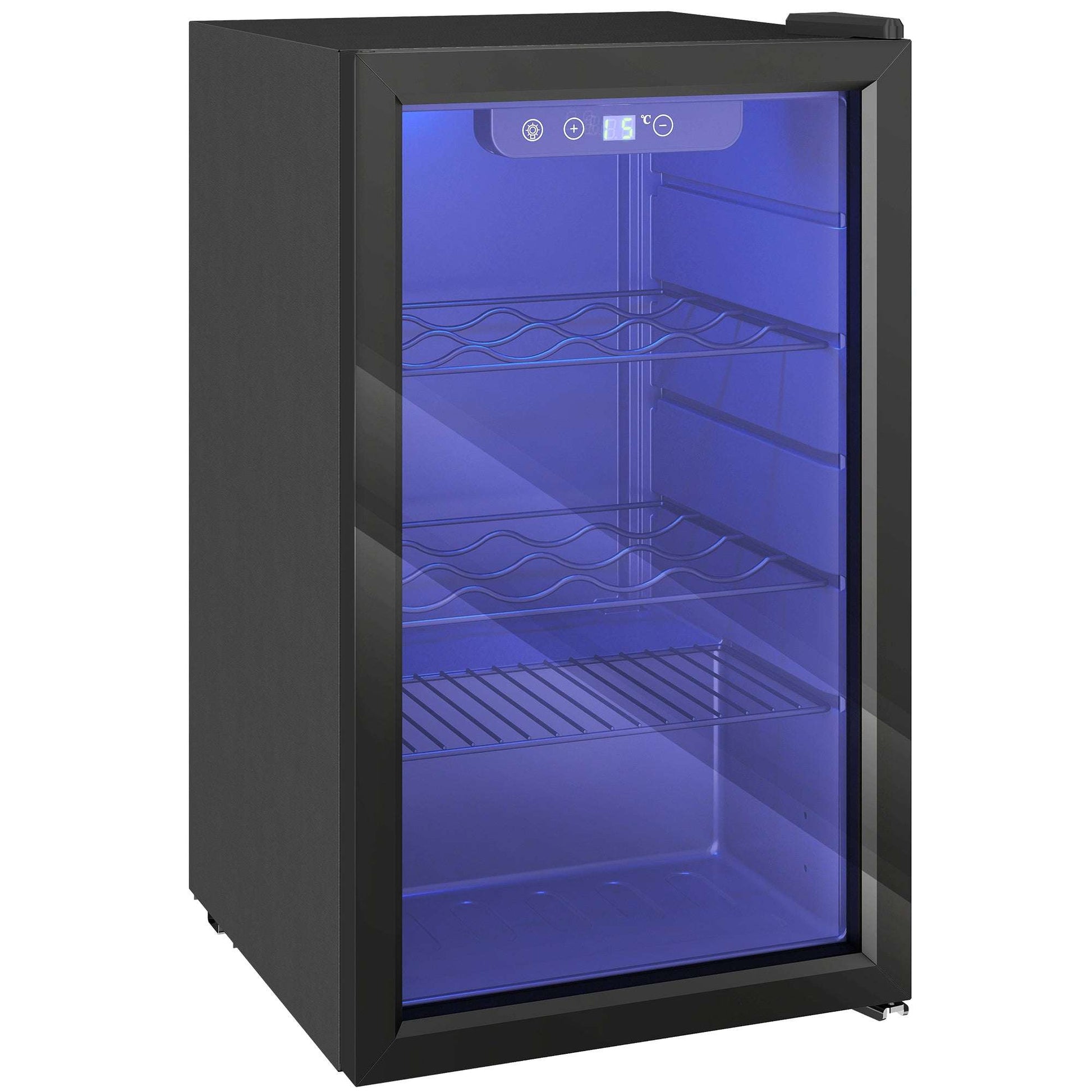 24 Bottle Wine Cooler, 68 Litre Capacity, 4-16°C Freestanding Drinks Beer Wine Fridge with Glass Door, Black
