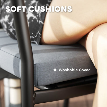 3 Piece Rattan Bistro Set with Cushions, Wicker Garden Furniture Set, Glass Top Coffee Table and Chairs for Patio, Balcony, Terrace and Conservatory