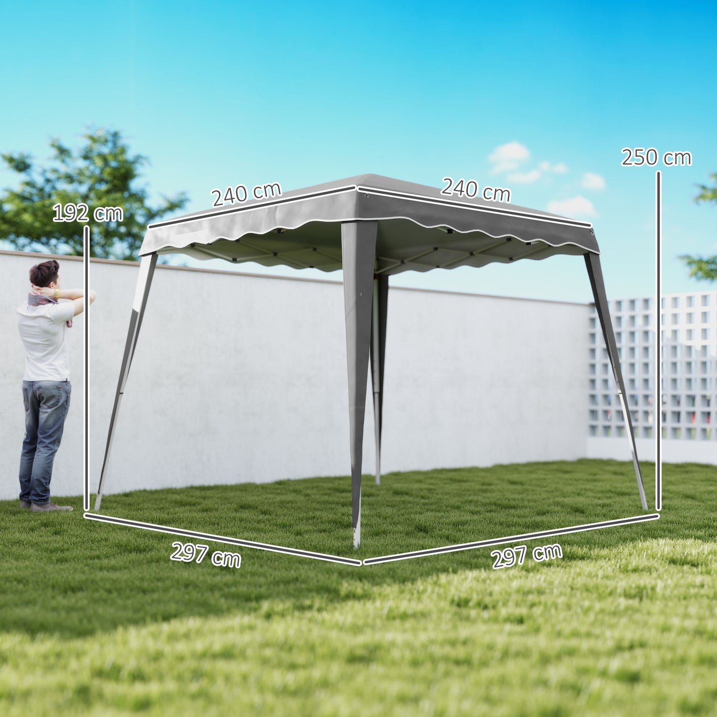 Outsunny 2.5 x 2.5M Pop up Camping Portable Garden Tent - Grey