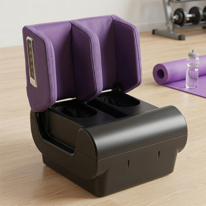 2-in-1 Foot & Calf Massager Ottoman | Heat | 360° Air Compression | 3 Modes & Intensities | Washable Sleeves | Purple & Black