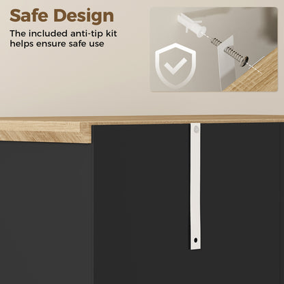 Freestanding Kitchen Cupboard | 172cm | 4 Shelves | 2 Doors | Wall Fixings | 30kg per Tier | MDF | Black