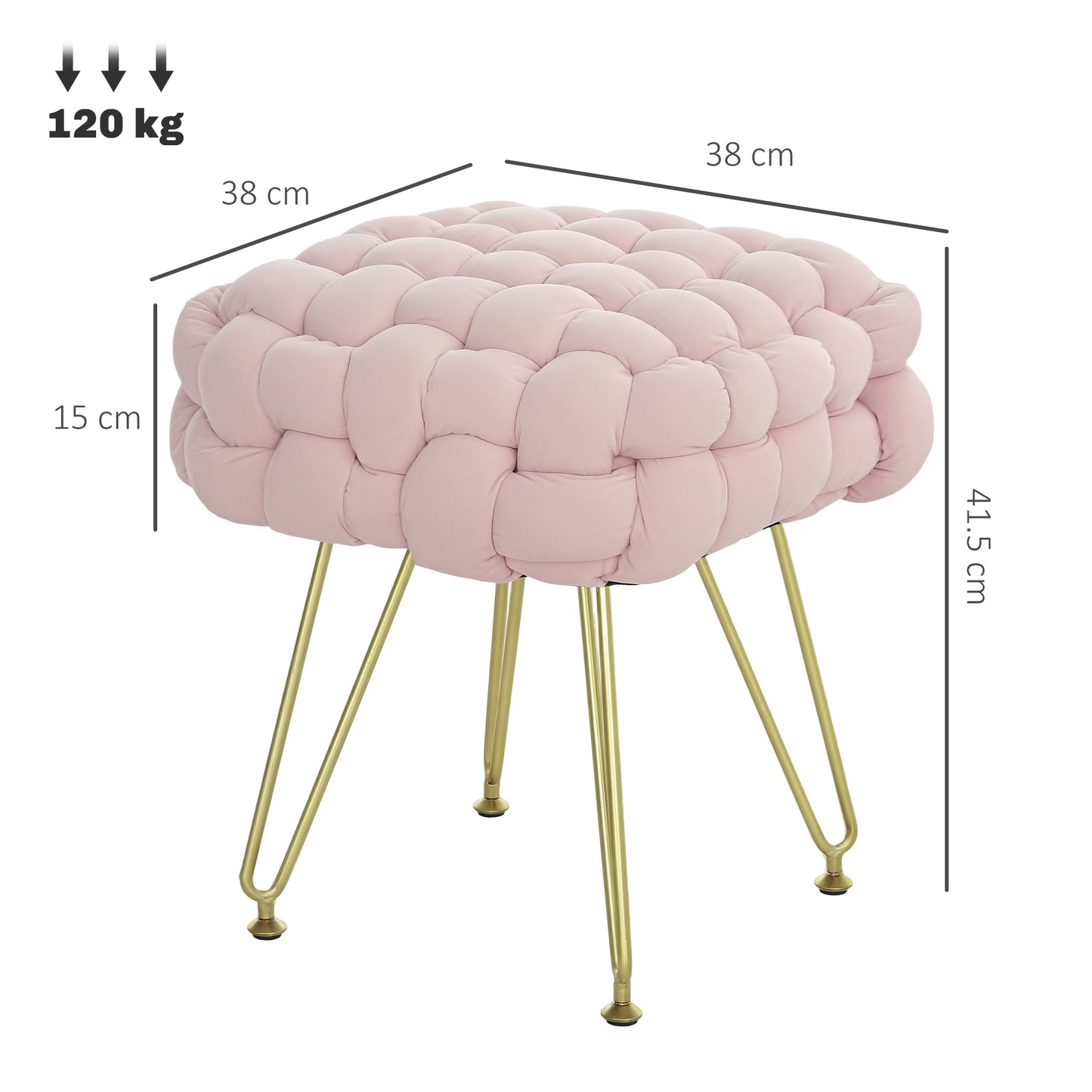 Velvet-Feel Bold Woven Footstool - Pink