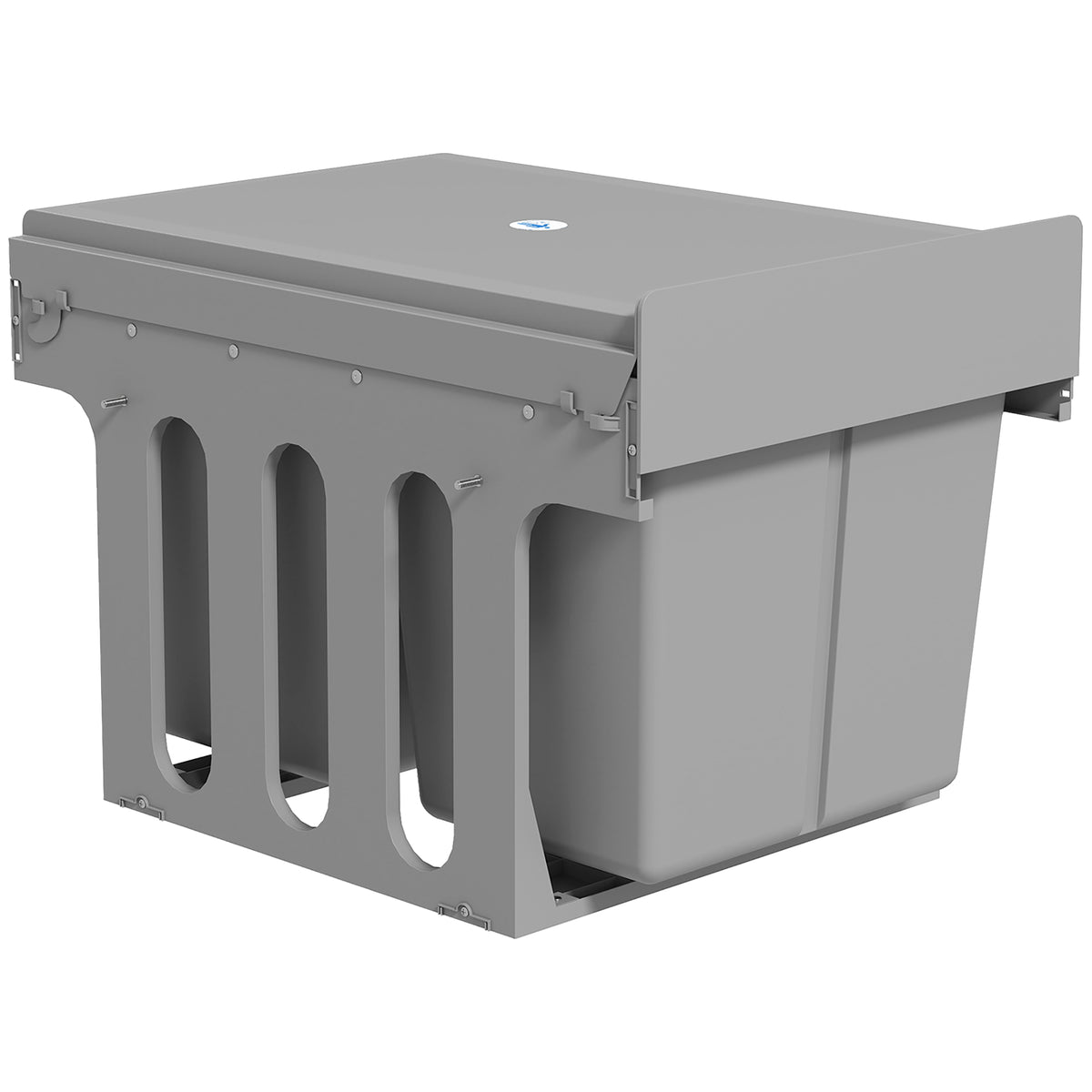 Under Sink Pull Out Bin 31L | 3 Removable Compartments 15L + 2x8L | Damped Metal Rails | Odour-Seal Lid | Child & Pet Resistant | For 400mm Cabinets | ABS PP | Light Grey | 48x34.3x35.1cm