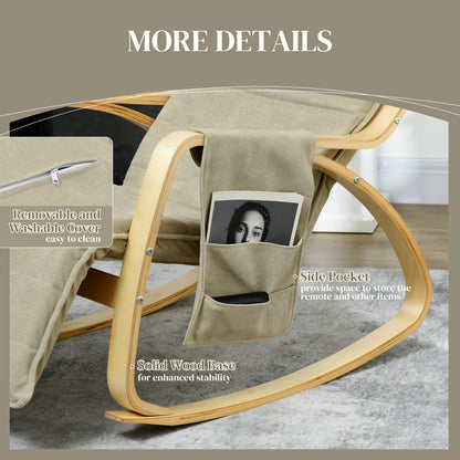 Rocking Lounge Chair Recliner Relaxation Lounging Relaxing Seat with Adjustable Footrest, Side Pocket and Pillow