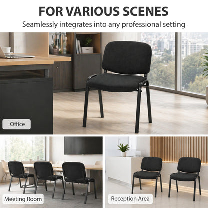 Stackable Office Reception Chairs Set of 4 | Black Padded Meeting Chairs | Steel Frame | 120kg Capacity