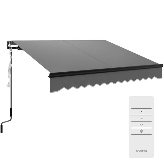 2.5 x 2m Electric Awning with LED Light and Remote Controller, Aluminium Frame DIY Retractable Awning, UV50+ Sun Shade Canopy