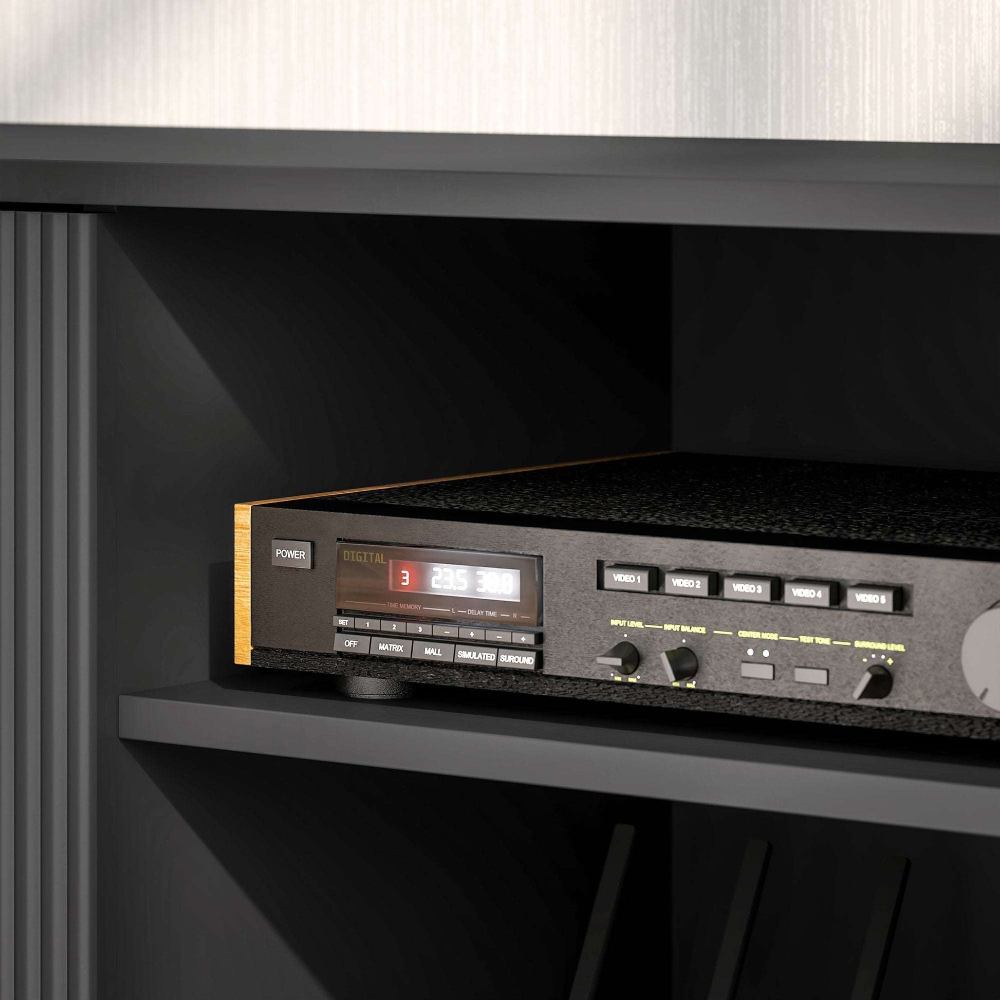 Modern TV Stand Cabinet for TVs up to 55", TV Unit with 2 Open Shelves and 2 Cabinets, w/ Cable Management for Living Room, Black