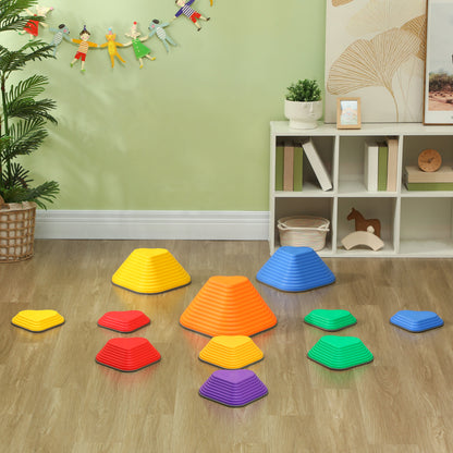 AIYAPLAY 11 Piece Heart-Shaped Kids Stepping Stones Balance & Motor Skills, Multicoloured