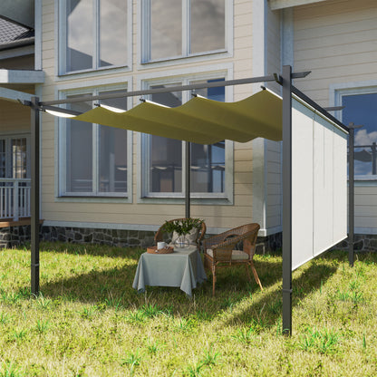 3 x 4m Metal Pergola with Retractable Roof and Roller Shade, Wall-Mounted or Free Standing Garden Gazebo Canopy Pergola Kit, UPF30+ Sun Shade