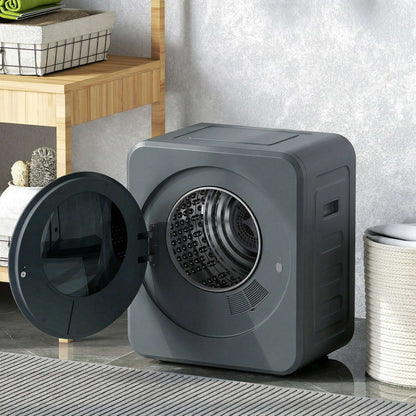 Vented Tumble Dryer, 4kg Front Tumble Dryer with Stainless Steel Tub, 800W Compact Small Space Freestanding Grey