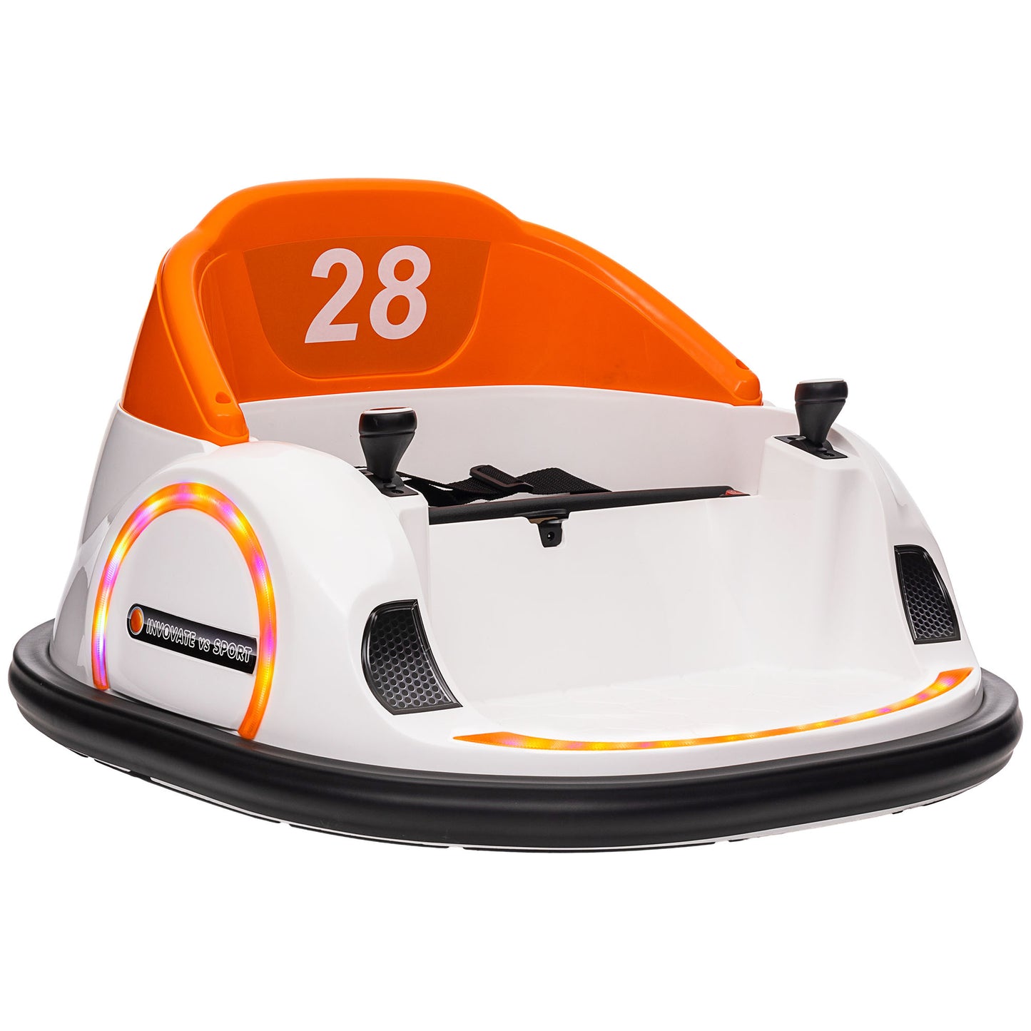 AIYAPLAY 360° Rotation Kids Bumper Car, 12V Waltzer Car with Remote Control, Dual Joysticks, Music Lights