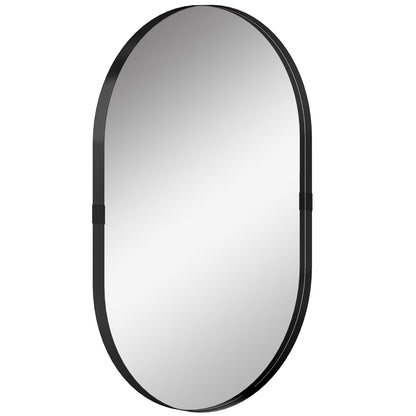Rectangular Wall Mirror | Elevated 4cm Aluminium Alloy Frame | Shatterproof Tempered Glass | Moisture-Resistant Anodised Finish | MDF Backing | 60x90cm | Black