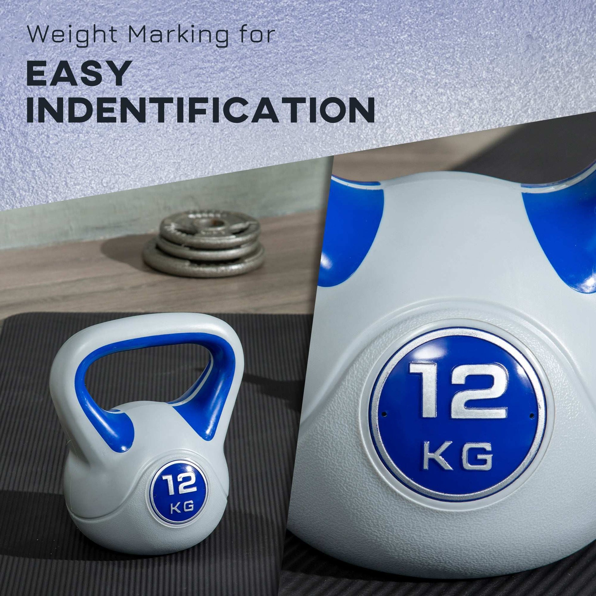 SPORTNOW Kettlebell, 12kg Kettle Bells with Handle for Home Gym Weight Lifting and Strength Training, Dark Blue and Grey