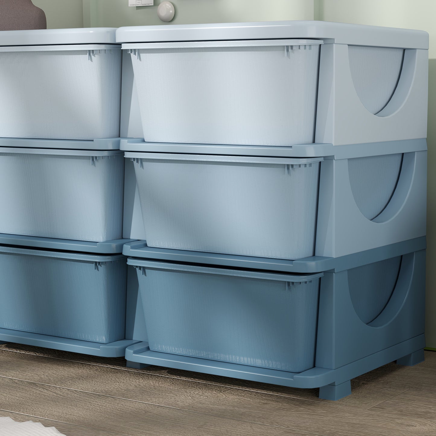 Kids Storage Unit with Nine Drawers - Blue