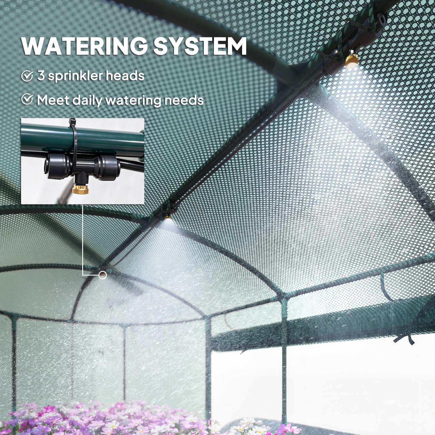Galvanised Raised Garden Bed Kit with Self Watering System and Mesh Cover, Garden Boxes, 6x3Ft, Dark Grey and Green