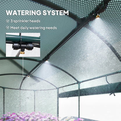 Galvanised Raised Garden Bed Kit with Self Watering System and Mesh Cover, Garden Boxes, 6x3Ft, Dark Grey and Green