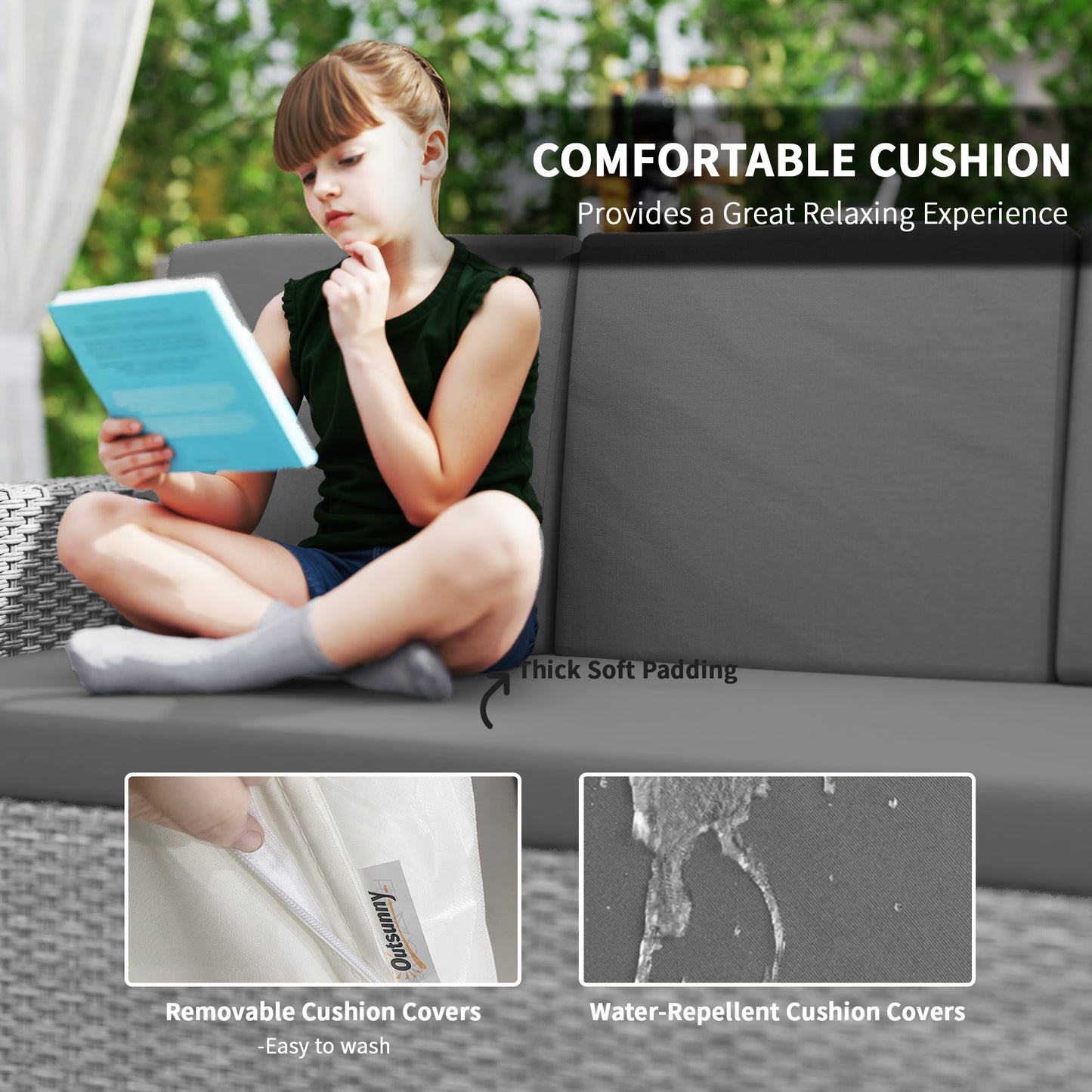 7 Piece Rattan Garden Sofa Set Seats 10 | Corner Sofa | 3 Seater Sofa | 2 Armless Chairs | Expanding Dining Table | 5mm Tempered Glass | PE Rattan & Steel Frame | Washable Cushions | Light Grey