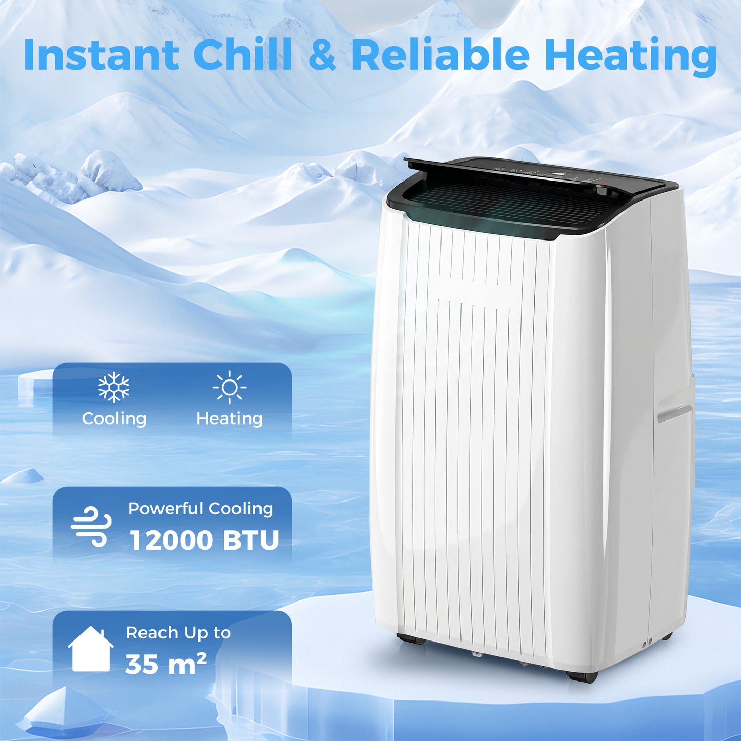 12000 BTU 5-in-1 Portable Air Conditioner | Cool, Heat, Dehumidify | WiFi | White