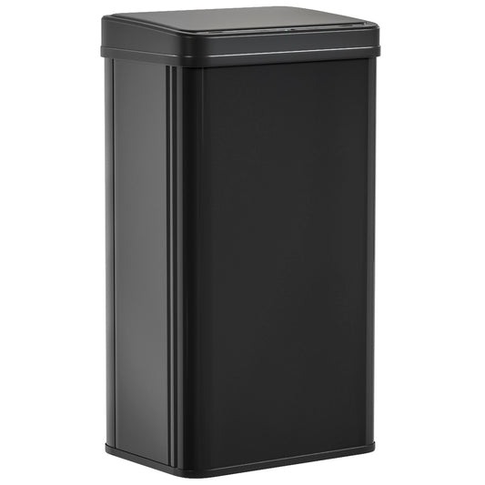 50L Motion Sensor Bin | 0.5s Open | Fingerprint-Resistant 410 Stainless Steel | Soft-Close Lid | Dual Modes | Extra-Wide Opening | Liner Ring | Fully Detachable | 4xAA 10,000 Cycles | 35.5x26x67cm | Black
