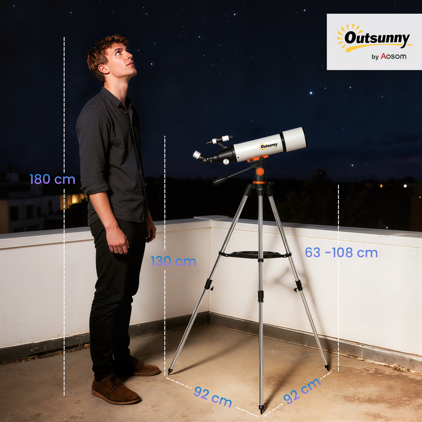 Astronomy Telescope for Adults and Beginners with 80 mm Aperture, Carry Bag, White