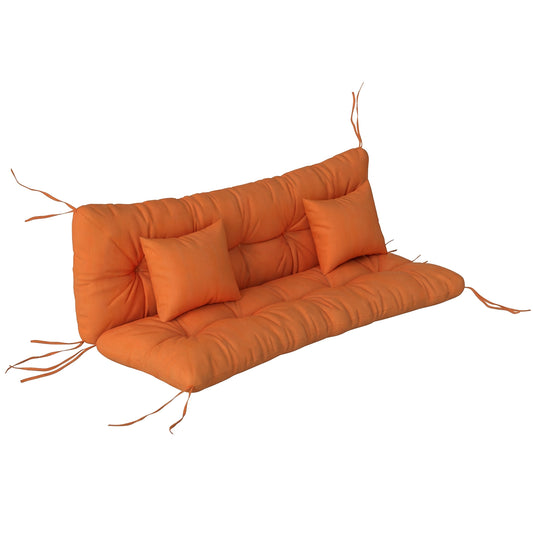 3-Seater Garden Cushion Set | Seat & Back Cushion + 2 Pillows | Water Repellent | Tufted | Orange